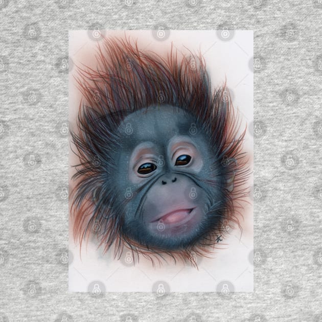 Coloured pencil drawing baby orangutan by Accabella